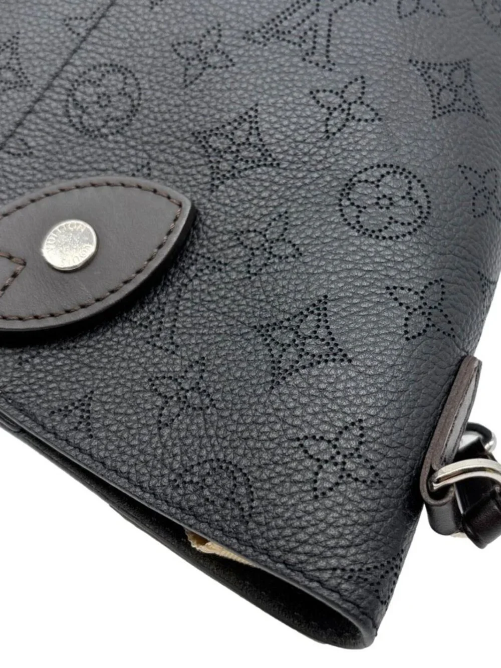 Louis Vuitton Hina MM Mahina Leather Tote Shoulder Bag Black